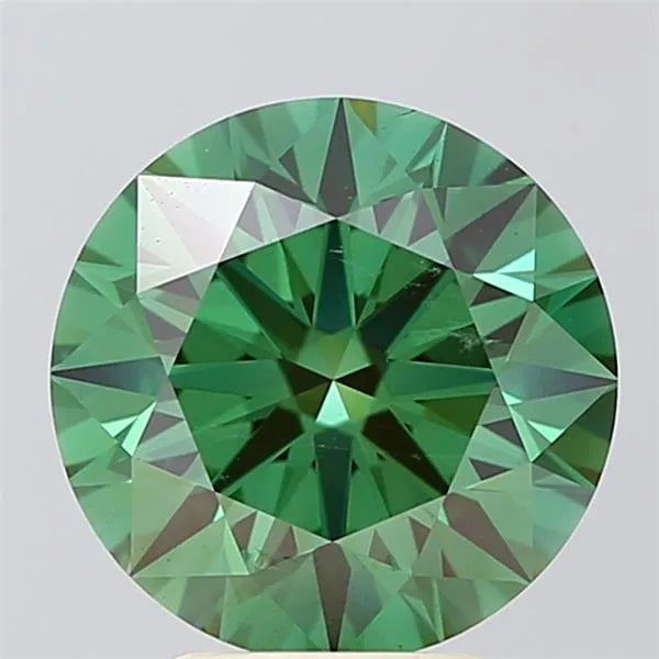 3.48ct Round Lab Grown Diamond (Colour Fancy Vivid Green, Clarity VS1, Cut ID, IGI Certified)