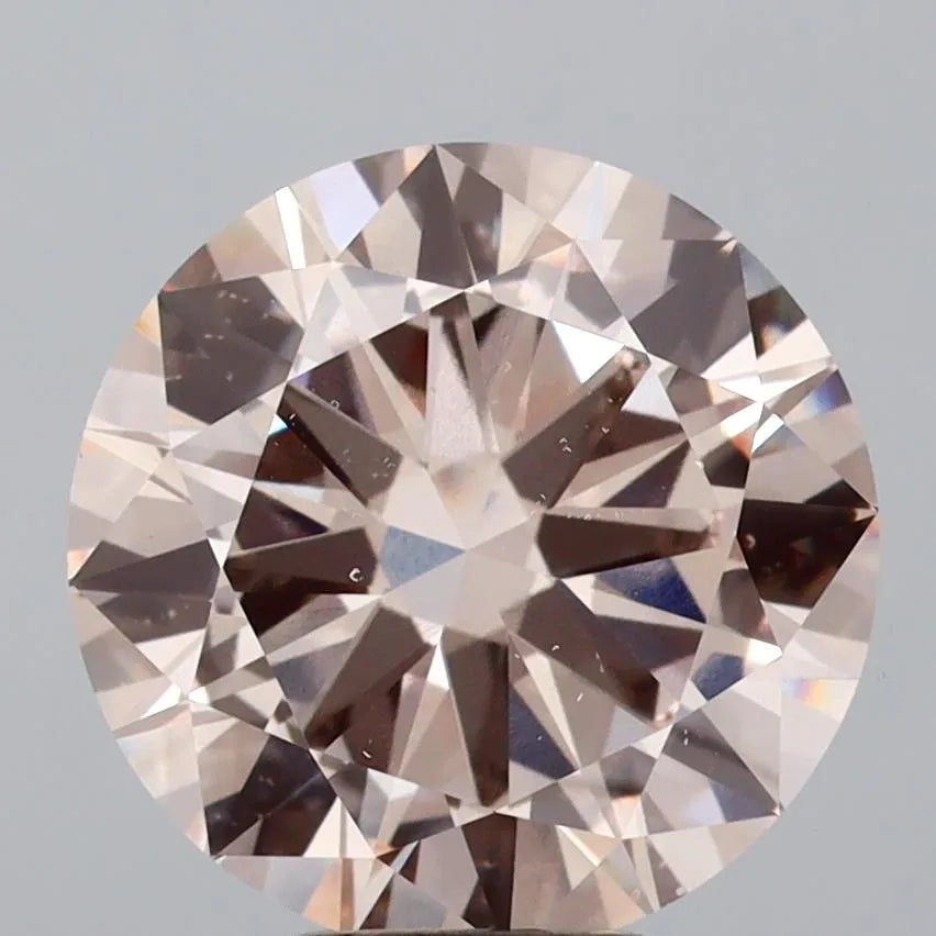 5.00ct Round Lab Grown Diamond (Colour Fancy Light Brownish Pink, Clarity VS2, Cut EX, IGI Certified)