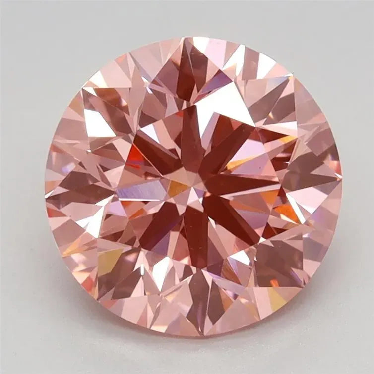 3.07ct Round Lab Grown Diamond (Colour Fancy Vivid Pink, Clarity VVS1, Cut ID, IGI Certified)