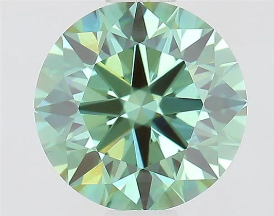 1.03ct Round Lab Grown Diamond (Colour Fancy Vivid Green, Clarity VVS2, Cut ID, IGI Certified)