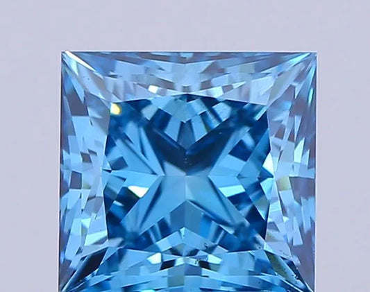 1.50ct Princess Lab Grown Diamond (Colour Fancy Vivid Blue, Clarity VS1, IGI Certified)