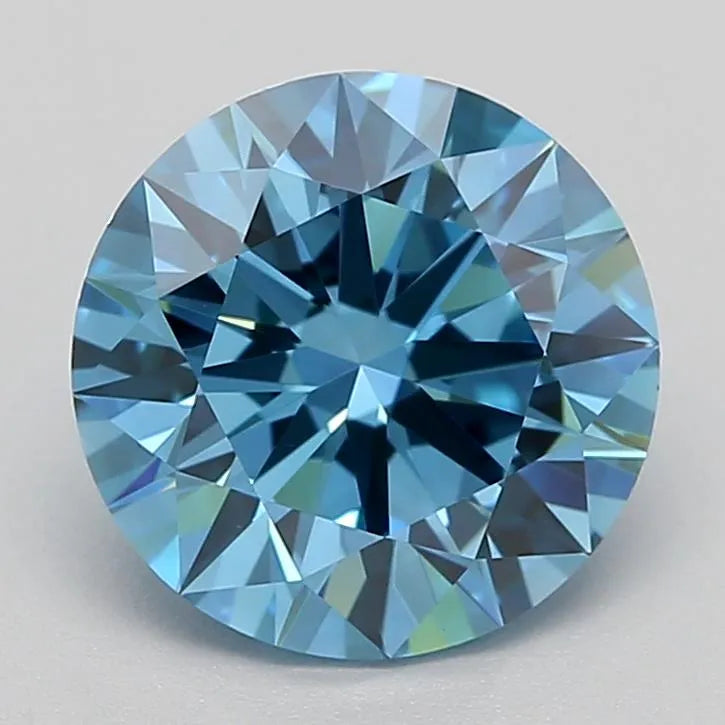 1.54ct Round Lab Grown Diamond (Colour Fancy Vivid Blue, Clarity VVS1, Cut ID, IGI Certified)