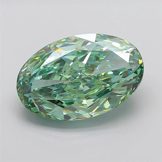 10.07ct Oval Lab Grown Diamond (Colour Fancy Vivid Green, Clarity VVS2, IGI Certified)