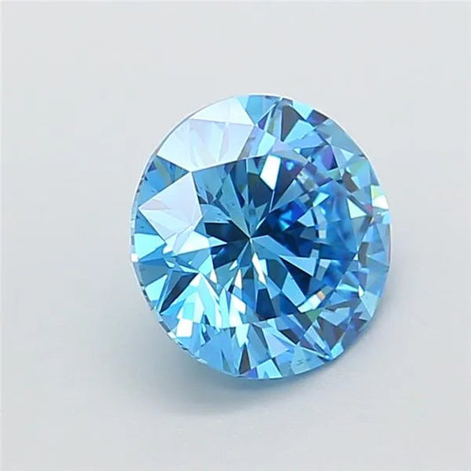 2.01ct Round Lab Grown Diamond (Colour Fancy Vivid Blue, Clarity VS2, Cut EX, IGI Certified)