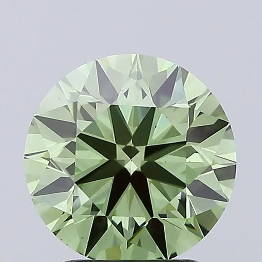 2.03ct Round Lab Grown Diamond (Colour Fancy Vivid Green, Clarity VS1, Cut ID, IGI Certified)