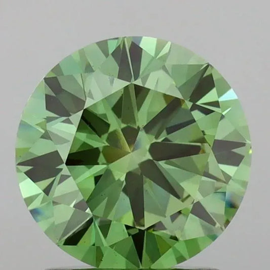 2.12ct Round Lab Grown Diamond (Colour Fancy Vivid Green, Clarity VVS2, Cut EX, IGI Certified)
