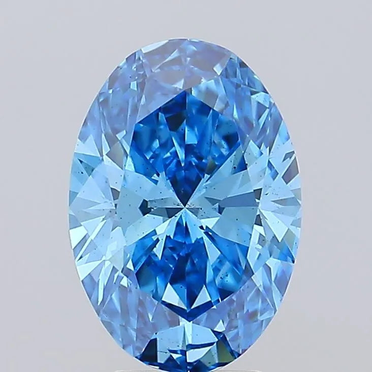 3.01ct Oval Lab Grown Diamond (Colour Fancy Vivid Blue, Clarity VS2, IGI Certified)