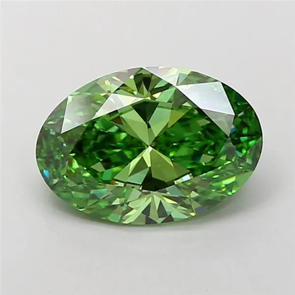 3.02ct Oval Lab Grown Diamond (Colour Fancy Vivid Green, Clarity VS2, IGI Certified)