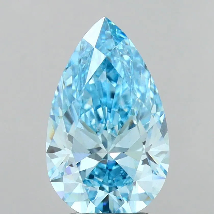 3.03ct Pear Lab Grown Diamond (Colour Fancy Vivid Blue, Clarity VS2, IGI Certified)
