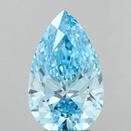 3.03ct Pear Lab Grown Diamond (Colour Fancy Vivid Blue, Clarity VS2, IGI Certified)