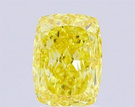 3.04ct Cushion modified Lab Grown Diamond (Colour Fancy Vivid Yellow, Clarity VS2, IGI Certified)