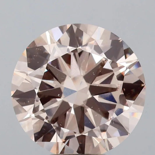 5.00ct Round Lab Grown Diamond (Colour Fancy Light Brownish Pink, Clarity VS2, Cut EX, IGI Certified)