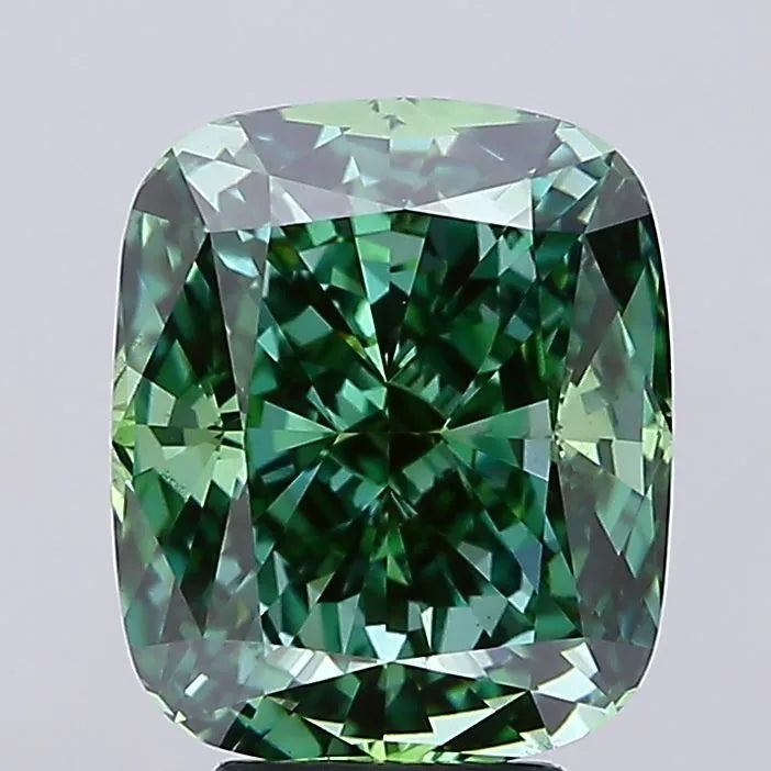 5.01ct Cushion modified Lab Grown Diamond (Colour Fancy Vivid Green, Clarity VS2, IGI Certified)