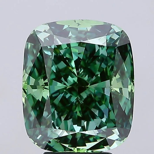 5.01ct Cushion modified Lab Grown Diamond (Colour Fancy Vivid Green, Clarity VS2, IGI Certified)