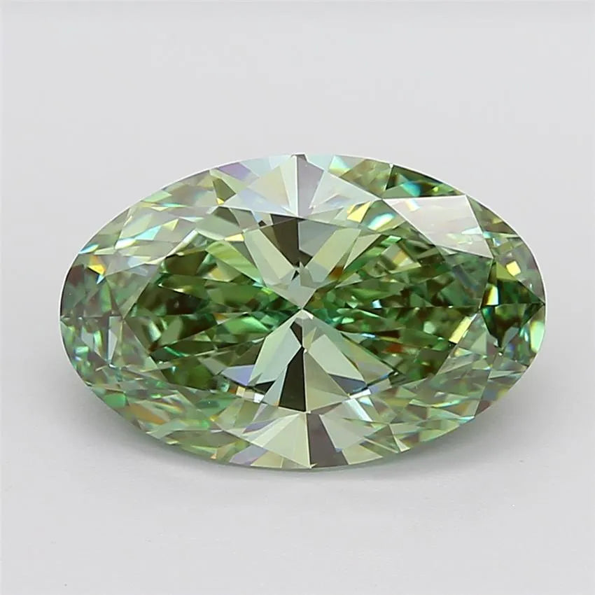 7.01ct Oval Lab Grown Diamond (Colour Fancy Vivid Green, Clarity VVS2, IGI Certified)