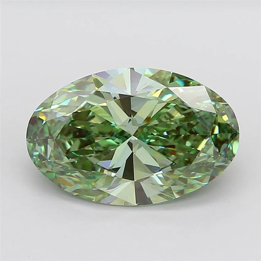 7.01ct Oval Lab Grown Diamond (Colour Fancy Vivid Green, Clarity VVS2, IGI Certified)