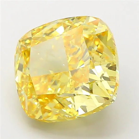 7.04ct Cushion modified Lab Grown Diamond (Colour Fancy Vivid Yellow, Clarity VS1, IGI Certified)
